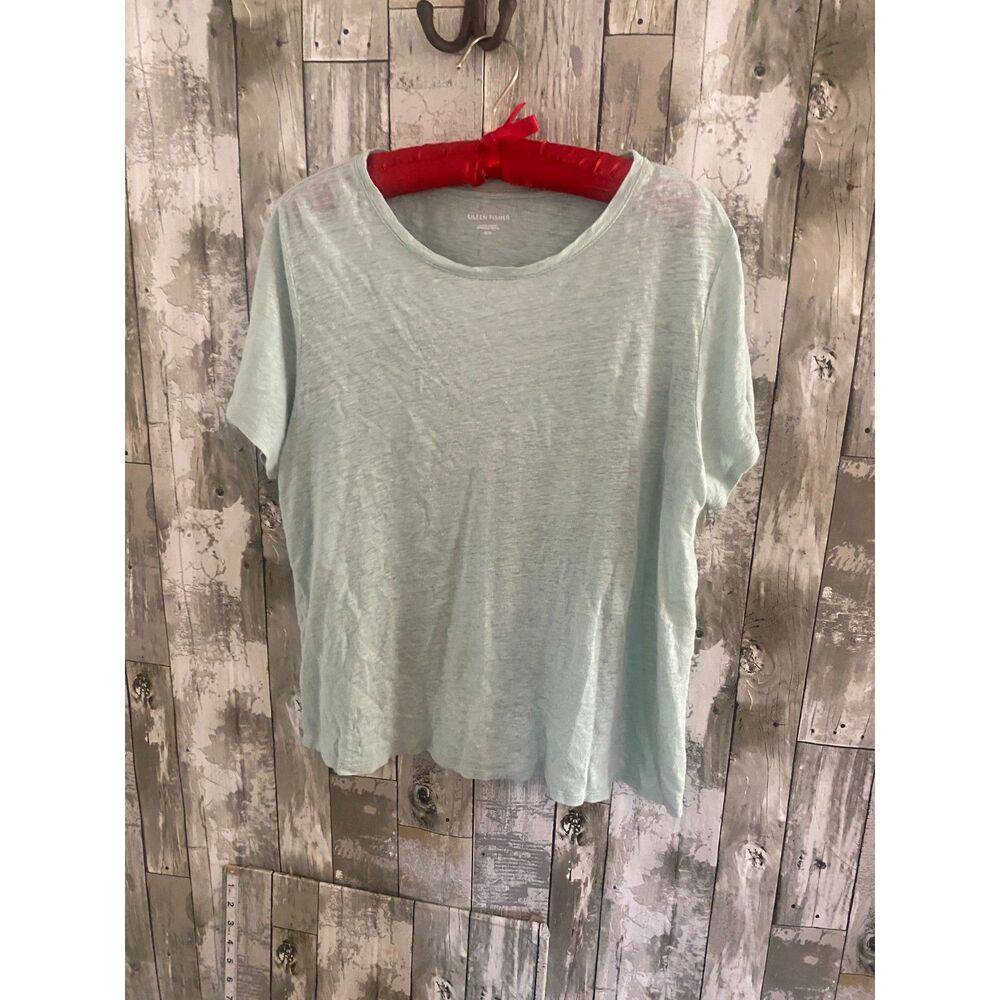 Eileen Fisher light blue 100% linen short sleeve top M